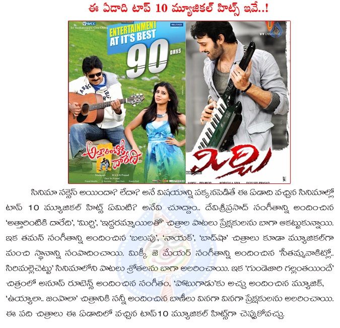 top ten music albums,2013 top ten music albums,attarintiki daaredi,svsc,iddarammayilatho,gunde jaari gallantayinde,mirchi,naayak,baadshah,top ten music hits  top ten music albums, 2013 top ten music albums, attarintiki daaredi, svsc, iddarammayilatho, gunde jaari gallantayinde, mirchi, naayak, baadshah, top ten music hits